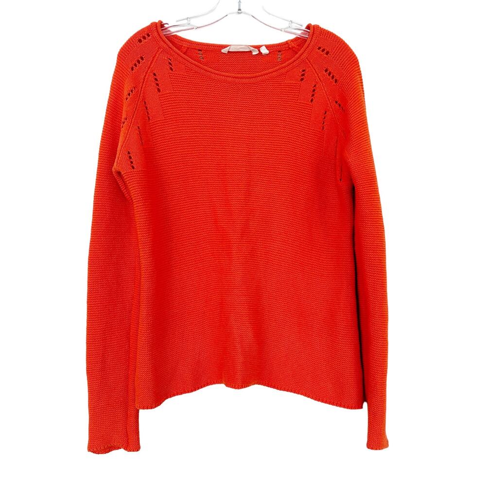 Soft Surroundings Orange Wool Blend Knit Sweater Sz M